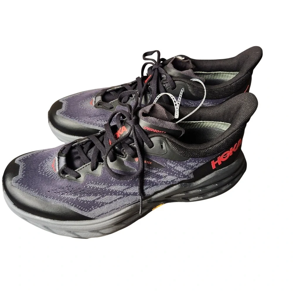 Hoka Speedgoat 5 GTX Mens 10 Black Purple Gore-Tex Trail Running Shoes 1127912